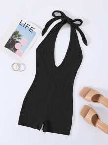 SHEIN Unity Unitard dos-nu à nœud ras-du-cou