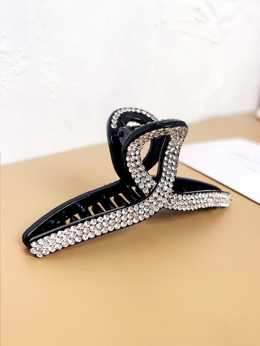 1pc Women's Full Rhinestone Cross-shape Hair Claw Clip Hair Accessory (handmade) - Black - View 1