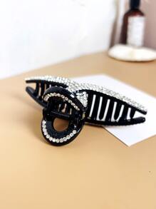 1pc Women's Full Rhinestone Cross-shape Hair Claw Clip Hair Accessory (handmade) - Black - View 2