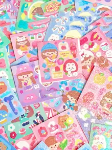 1入組卡通圖案貼紙 - 粉色 - 查看 7