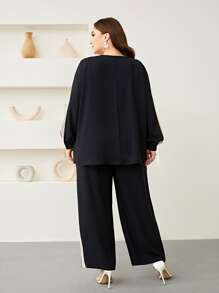 Mulvari Plus Tassel Detail Top & Trousers - Black - View 2