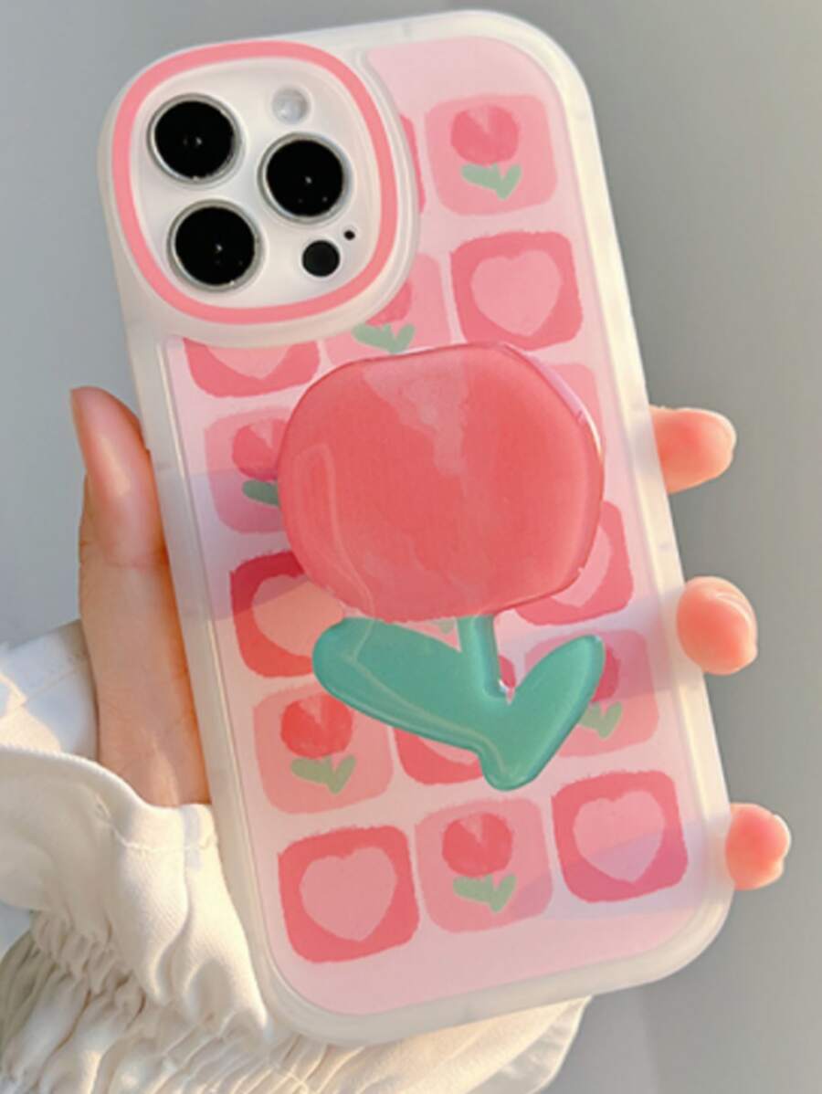 鬱金香圖案手機殼附手機氣囊支架 - 彩色 - 查看 1