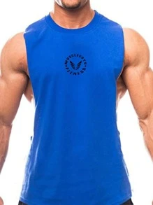 Manfinity Sport Corelite Men Letter Graphic Sports Tank Top - Blue - View 1