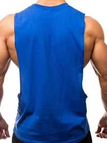 Manfinity Sport Corelite Men Letter Graphic Sports Tank Top - Blue - View 2