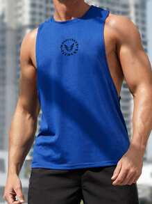 Manfinity Sport Corelite Men Letter Graphic Sports Tank Top - Blue - View 4