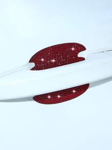 1pc Rhinestone Decor Car Sticker - Red - View 1