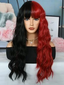 Tóc giả tổng hợp xoăn dài hai tông có tóc mái - Hai tông màu - Xem 7