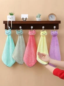 1pc Knitted Fabric Hand Towel, Cartoon Frog Design Hand Towel For Home And Bathroom - Army Green - View 2