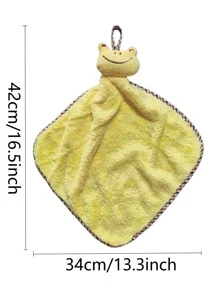 1pc Knitted Fabric Hand Towel, Cartoon Frog Design Hand Towel For Home And Bathroom - Army Green - View 3
