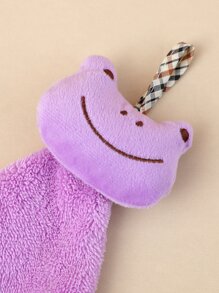 1pc Knitted Fabric Hand Towel, Cartoon Frog Design Hand Towel For Home And Bathroom - Army Green - View 5