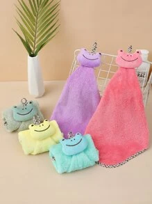 1pc Knitted Fabric Hand Towel, Cartoon Frog Design Hand Towel For Home And Bathroom - Army Green - View 6