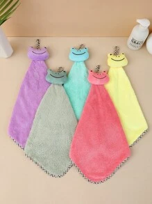 1pc Knitted Fabric Hand Towel, Cartoon Frog Design Hand Towel For Home And Bathroom - Army Green - View 7
