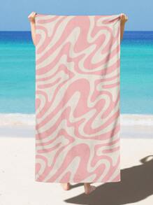 1pc Allover Pattern Beach Towel, Fiber Travel Beach Towel For Beach - Multicolor - View 1