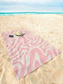 1pc Allover Pattern Beach Towel, Fiber Travel Beach Towel For Beach - Multicolor - View 5