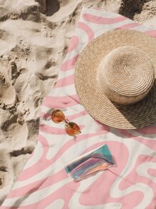 1pc Allover Pattern Beach Towel, Fiber Travel Beach Towel For Beach - Multicolor - View 6