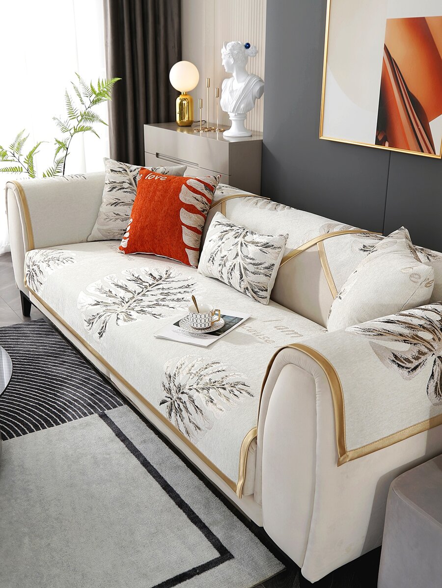 1 Polyester Sofa Khăn, Lá & Khẩu Hiệu Đồ Họa Chống Trơn Trượt Ghế Sofa Chăn Cho Tất Cả Các Mùa - Nhiều màu - Xem 1