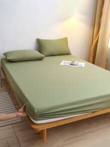 1 Fitted Sheet + 2 Pillowcases 3 PiecesSoft Brushed Microfiber Bedding Set, Sage Green, Suitable For Bedroom & Guest Room, Machine Washable, All Season - Mint Green - View 1