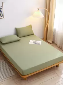 1 Fitted Sheet + 2 Pillowcases 3 PiecesSoft Brushed Microfiber Bedding Set, Sage Green, Suitable For Bedroom & Guest Room, Machine Washable, All Season - Mint Green - View 6