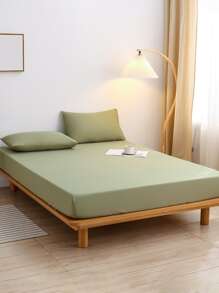 1 Fitted Sheet + 2 Pillowcases 3 PiecesSoft Brushed Microfiber Bedding Set, Sage Green, Suitable For Bedroom & Guest Room, Machine Washable, All Season - Mint Green - View 7