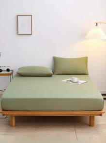 1 Fitted Sheet + 2 Pillowcases 3 PiecesSoft Brushed Microfiber Bedding Set, Sage Green, Suitable For Bedroom & Guest Room, Machine Washable, All Season - Mint Green - View 8