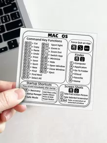 1sheet Shortcut Sticker Compatible With MacBook Keyboard - Black and White - View 2