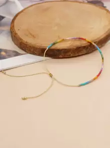 1 pieza Pulsera ajustable con cuentas de colores para mujer, uso diario de moda, adecuado como regalo de Año Nuevo - Multicolor - Ver 2