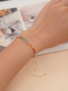 1 pieza Pulsera ajustable con cuentas de colores para mujer, uso diario de moda, adecuado como regalo de Año Nuevo - Multicolor - Ver 3