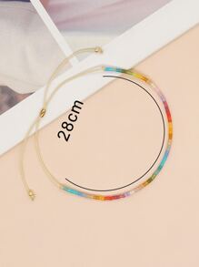 1 pieza Pulsera ajustable con cuentas de colores para mujer, uso diario de moda, adecuado como regalo de Año Nuevo - Multicolor - Ver 5