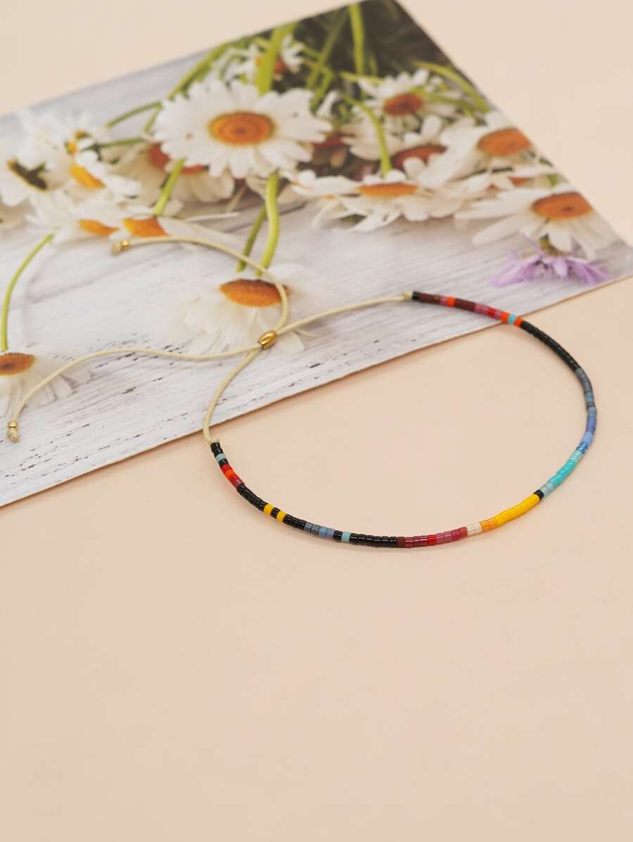 1pc Colorful Beaded Adjustable Bracelet For Women, Fashionable Daily Wear, Suitable As New Year Gift - Multicolor - View 1