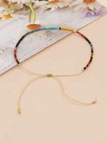 1pc Colorful Beaded Adjustable Bracelet For Women, Fashionable Daily Wear, Suitable As New Year Gift - Multicolor - View 2