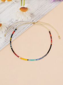 1pc Colorful Beaded Adjustable Bracelet For Women, Fashionable Daily Wear, Suitable As New Year Gift - Multicolor - View 5