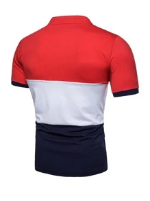 Áo thun có cổ Nam Nút Khối Màu Giải trí - Nhiều màu - Xem 2