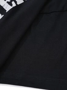 Hombres Camiseta de hombros caídos con estampado de letra - Negro - Ver 5