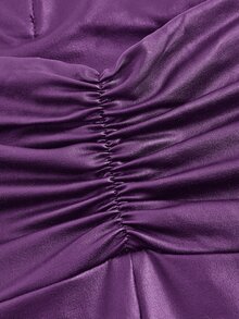 SHEIN ICON Pantalones acampanados fruncido delantero PU - Morado - Ver 4