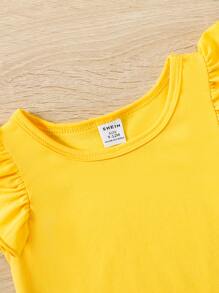 Baby Ruffle Trim Tee & Floral Print Flare Leg Trousers - Multicolor - View 4