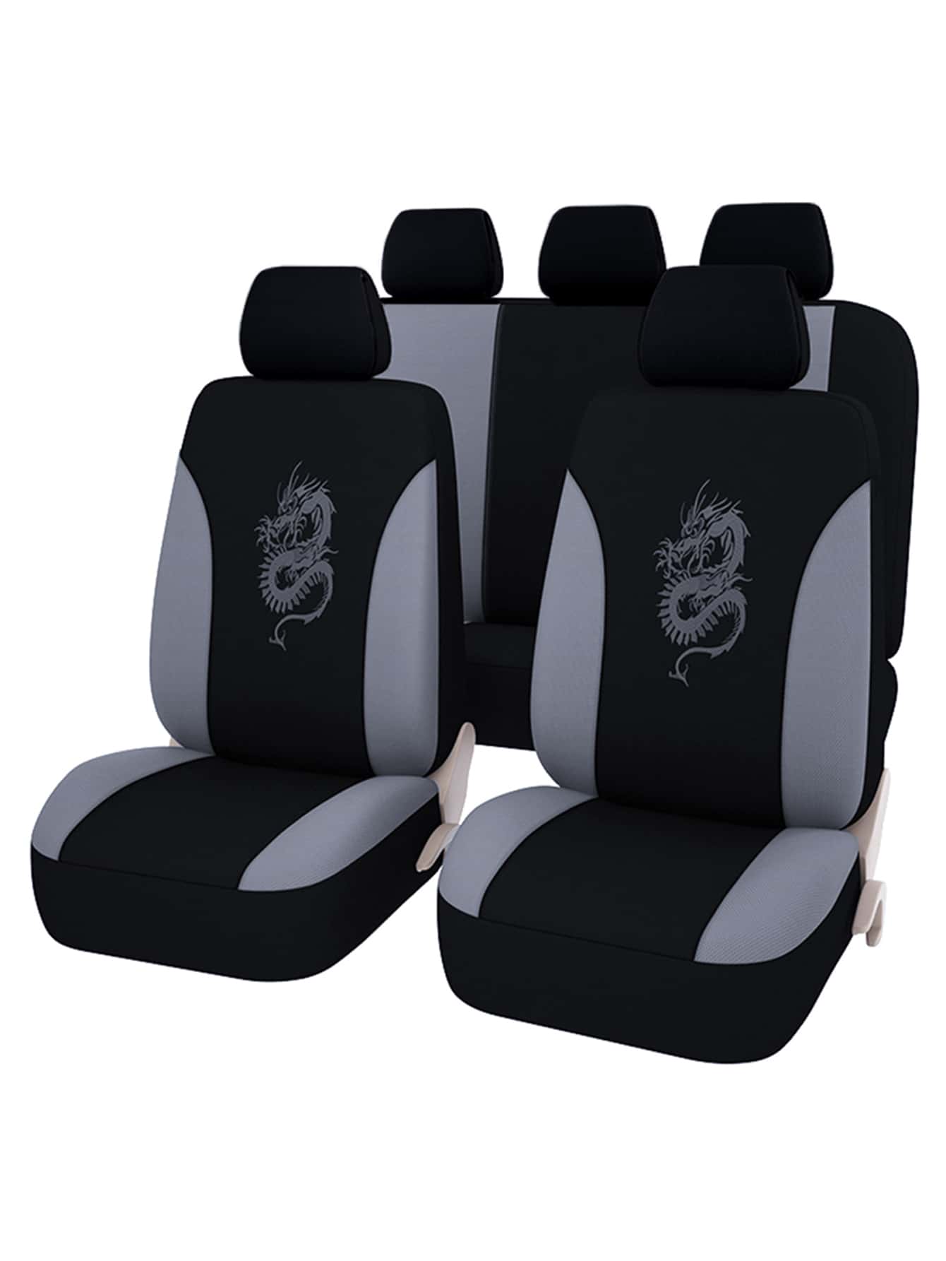 9pcs Chinese Dragon Pattern Car Seat Cover Set - Multicolor - View 1