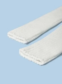 ROMWE Kawaii Mangas de brazo unicolor - Blanco - Ver 4