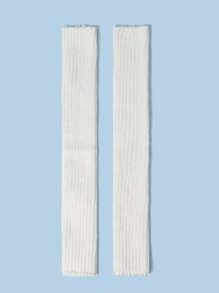 ROMWE Kawaii Mangas de brazo unicolor - Blanco - Ver 5