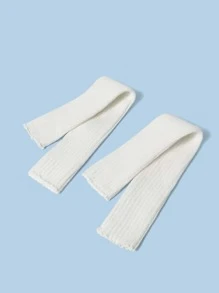 ROMWE Kawaii Mangas de brazo unicolor - Blanco - Ver 6