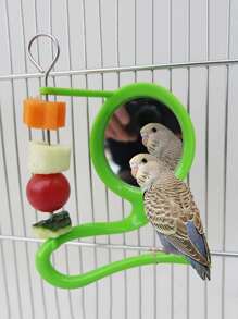 1 pieza fruta pájaro Alimentador Estante con espejo - Verde - Ver 1