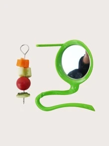 1 pieza fruta pájaro Alimentador Estante con espejo - Verde - Ver 4