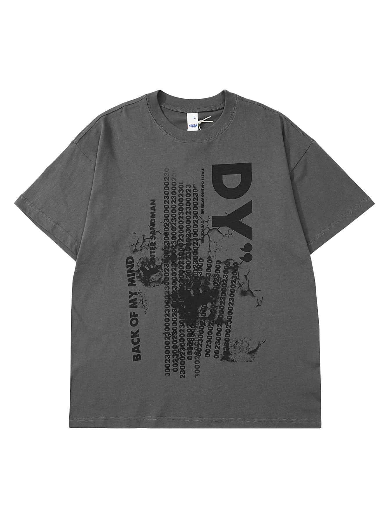 Hombres Camiseta con estampado de letra - Gris Oscuro - Ver 1