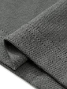 Hombres Camiseta con estampado de letra - Gris Oscuro - Ver 3