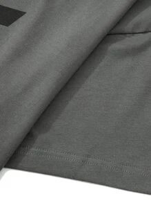 Hombres Camiseta con estampado de letra - Gris Oscuro - Ver 6