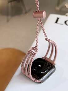 Correa de reloj compatible con Apple Watch con diseño de diamante de imitación - Rosa - Ver 4