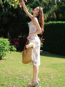 Đầm Xù Hoa Tất cả trên in Boho - Nhiều màu - Xem 3