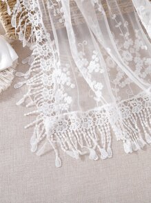 嬰兒攝影流蘇邊蕾絲毯子 - 白色 - 查看 2