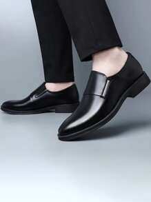 Men Metal Decor Dress Loafers - Black - View 2