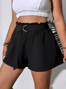 Celure Shorts mit Gürtel, Papiertasche-Taille