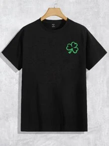 Manfinity RebelGame Nam Áo thun Bông In cỏ ba lá - màu đen - Xem 1